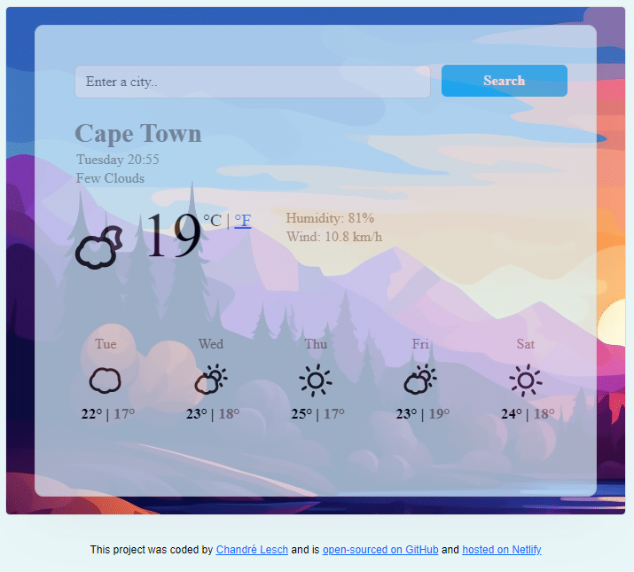 react weather app preview